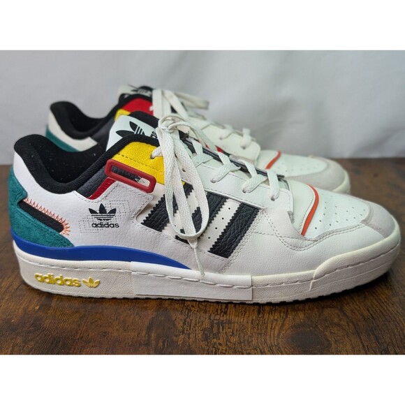 Adidas Mens Forum Exhibit Low White Multi-color Sneakers Shoes GW9629 Size 11